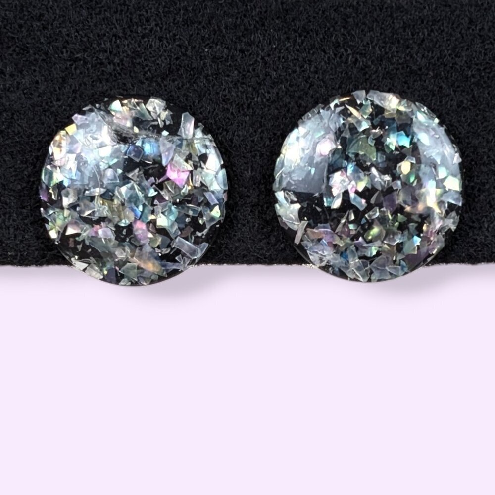 V. Dark Confetti Lucite Cabochon Earrings